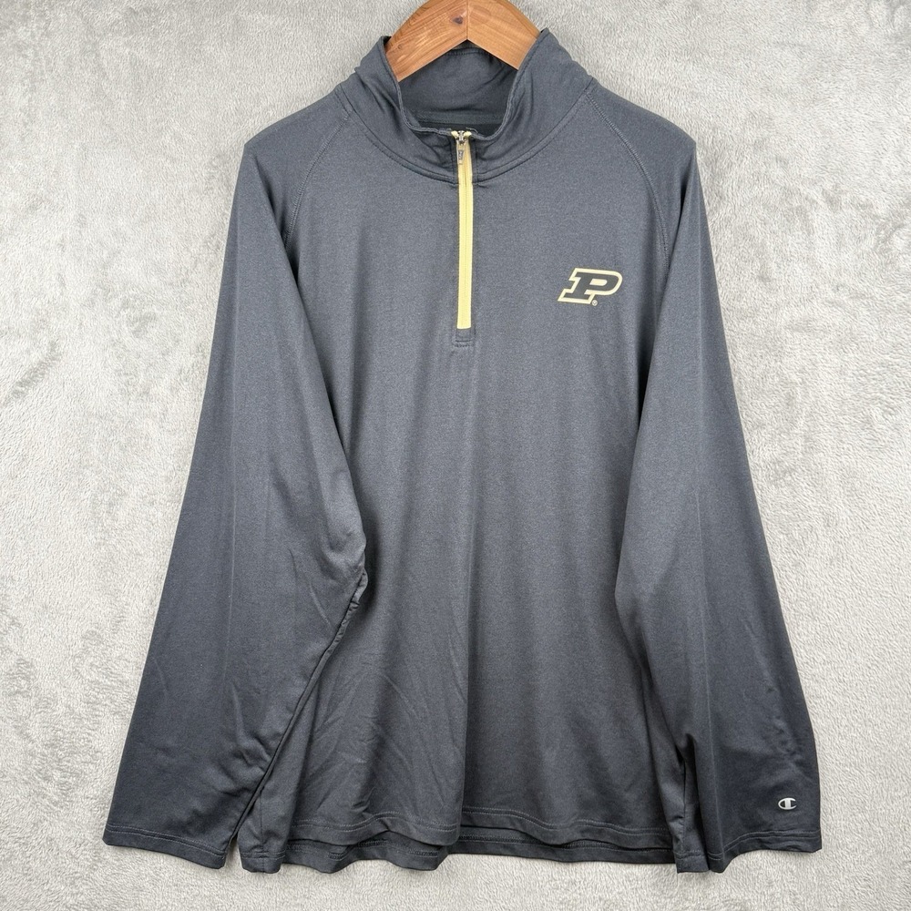 Champion Purdue Boilermakers Pullover Mens 2XL Dark Gray 1/4 Zip Stretch NCAA